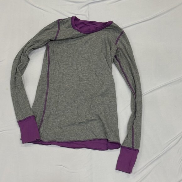 Lululemon Reversible Long Sleeve Top – Grey & Purple – Size 6 - Picture 1 of 2